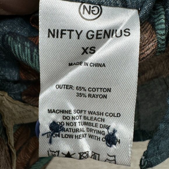 Nifty Genius Hawaiian Leaf Print Short Sleeve Button Down Shirt XS NWT - Picture 7 of 10